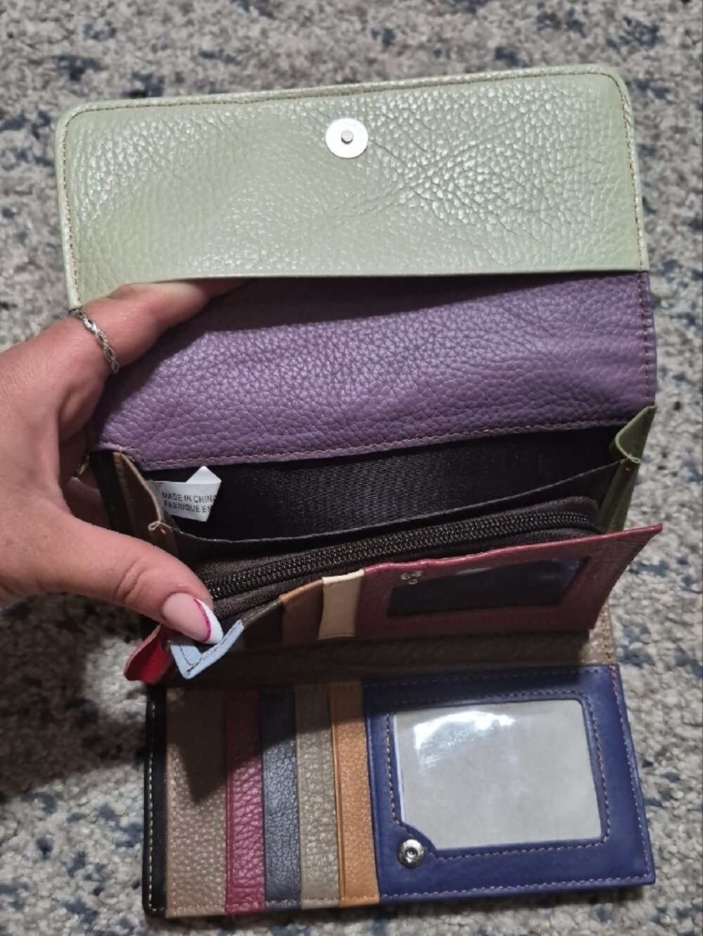 Multi-Color Patchwork Pleather Wallet Clutch - Picture 5 of 10